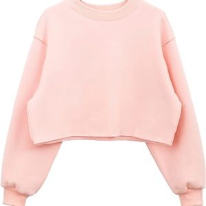 Cropped Sweatshirt Long Sleeves Pullover Fleece Crop Tops